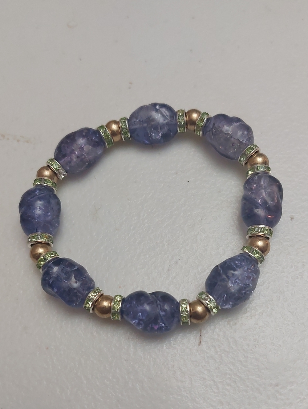 Purple Crackle Glass Stretch Statement Bracelet